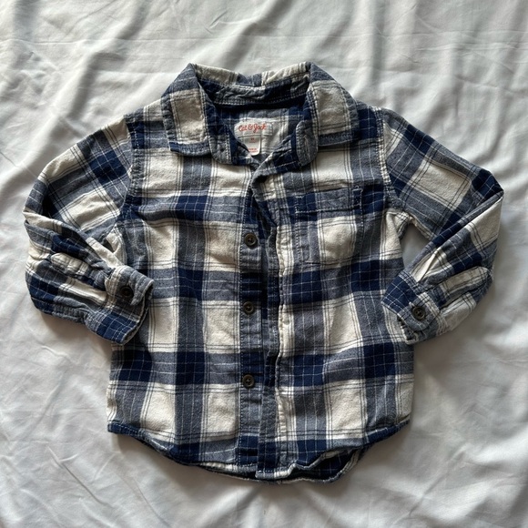 Cat and Jack Blue & White Plaid Button Up Shirt Size 2T - Picture 1 of 2